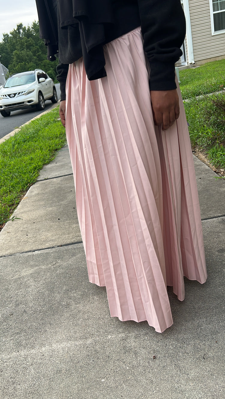 Draped pleated maxi skirt